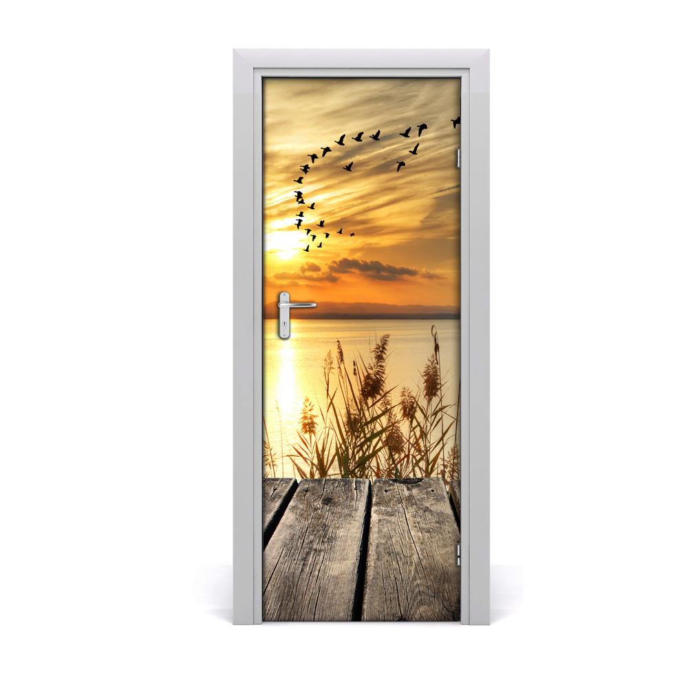 Décoration porte intérieur Lac au coucher du soleil