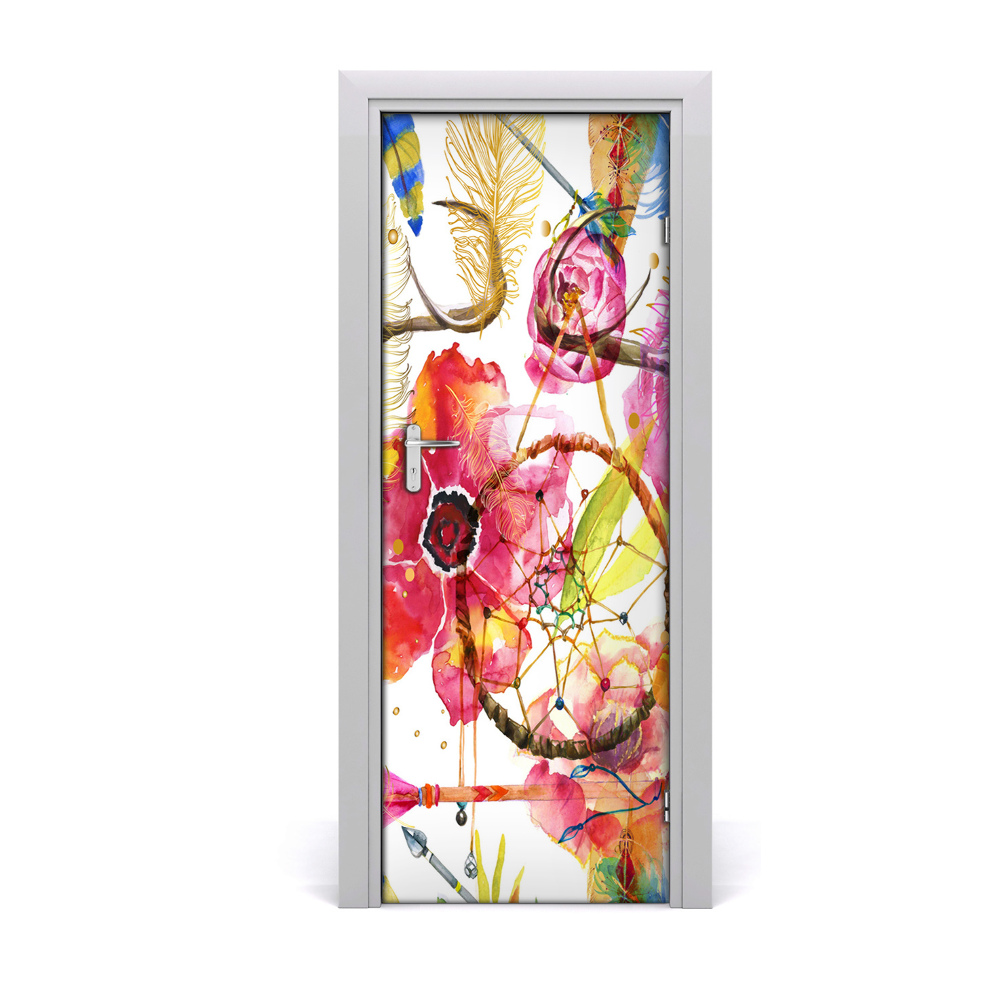 Papier peint porte Attrape-rêves fleurs en stylo
