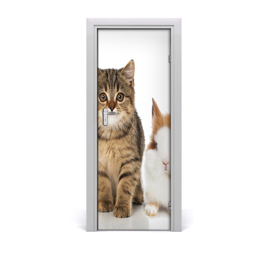Sticker porte Chat et lapin