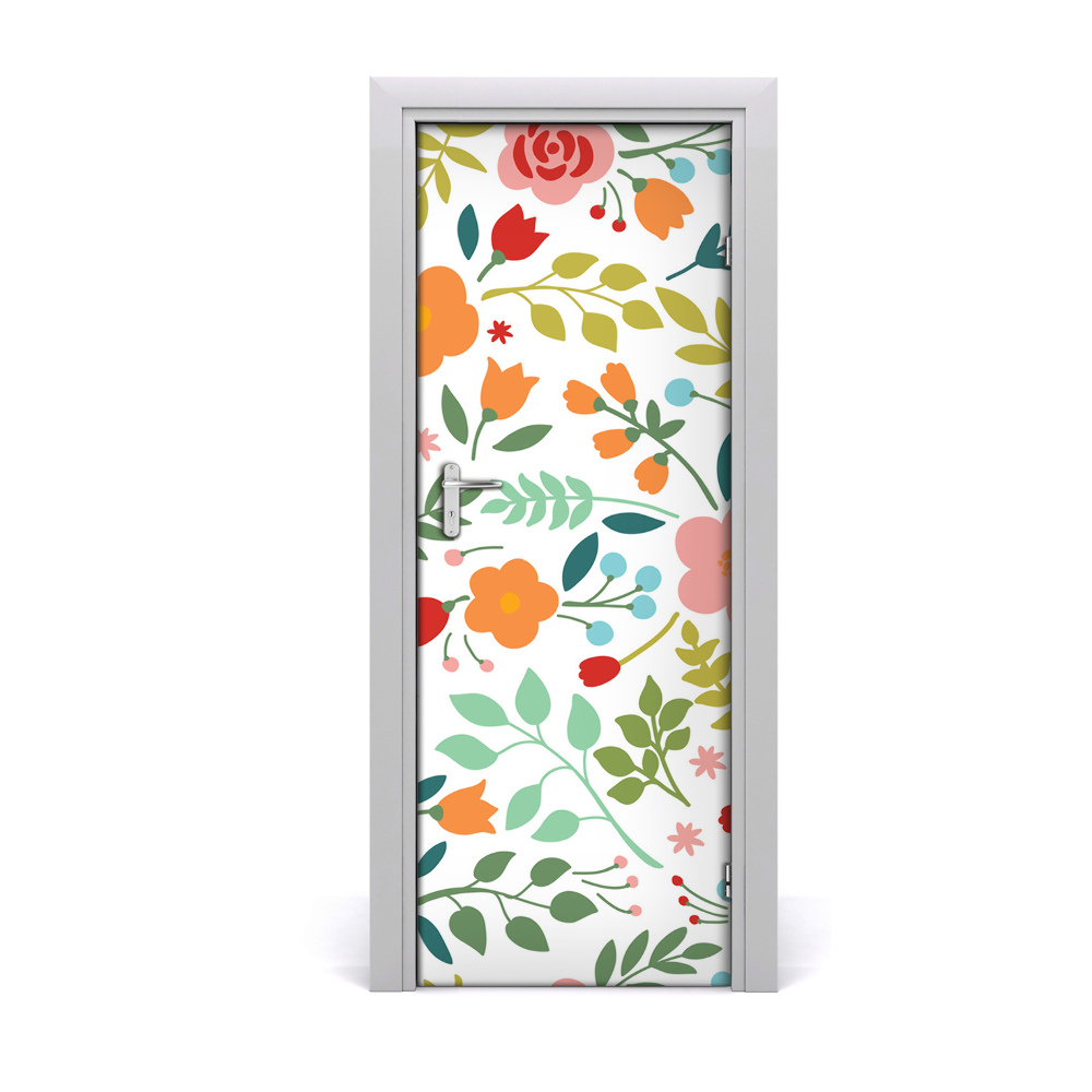 Décoration porte intérieur Fleurs colorées prairie