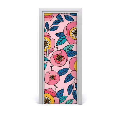 Sticker de porte Fleurs colorées