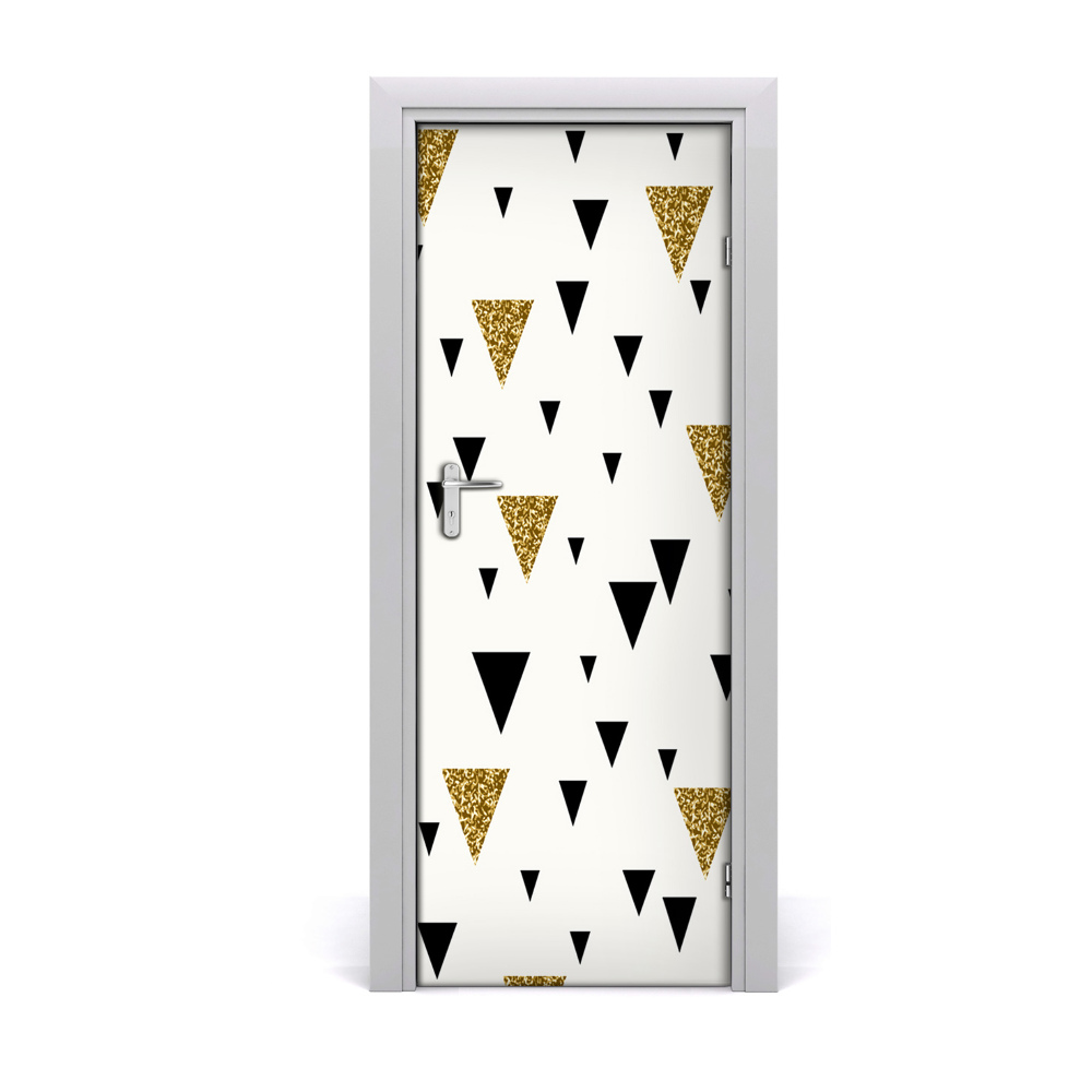 Papier peint porte Triangles noirs et or