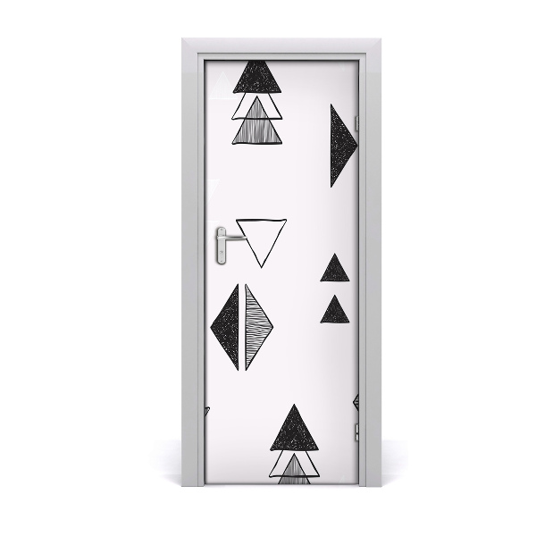 Poster porte Triangles noirs et gris sur fond noir