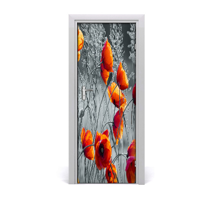 Sticker porte Coquelicots des champs