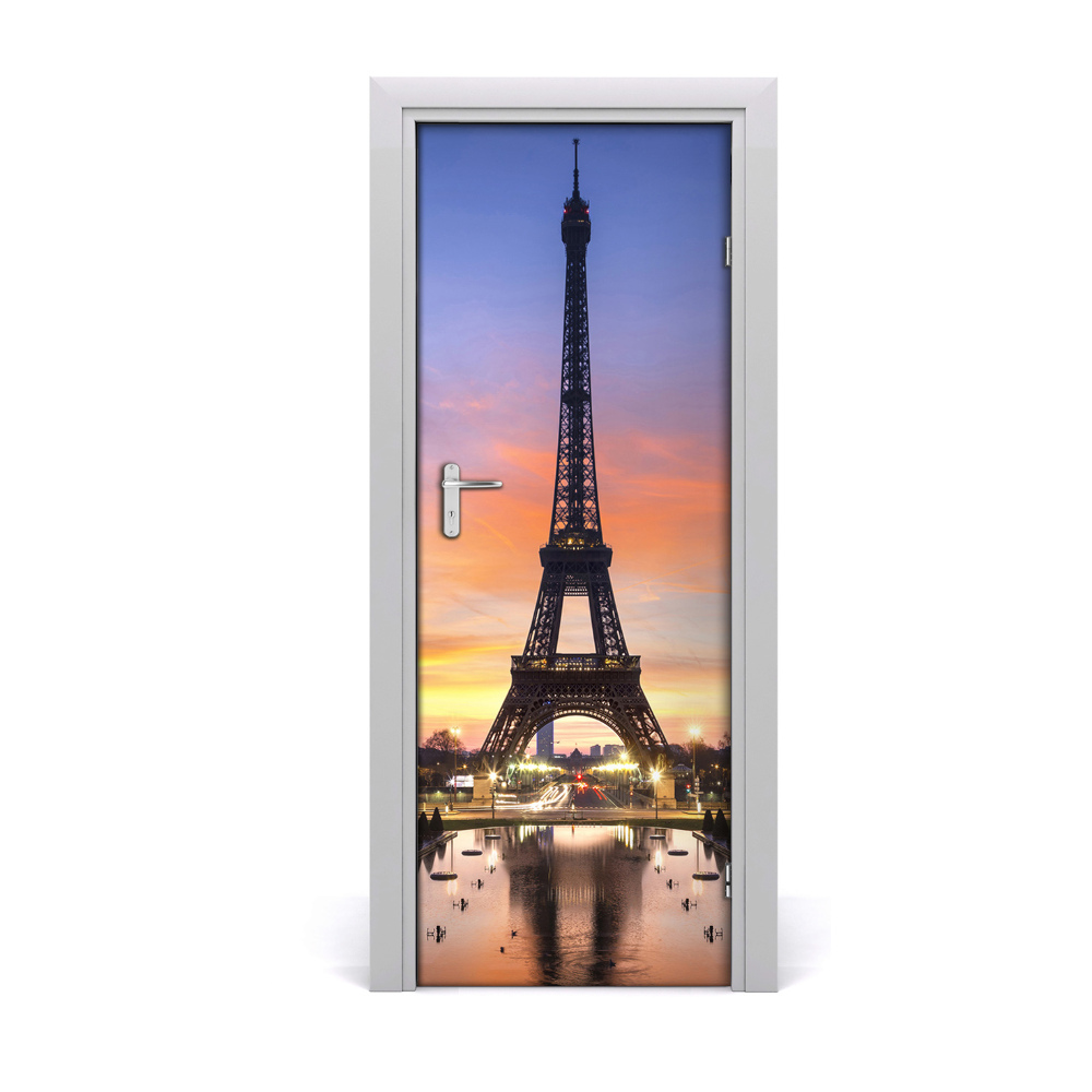 Sticker de porte Coucher de soleil sur la Tour Eiffel