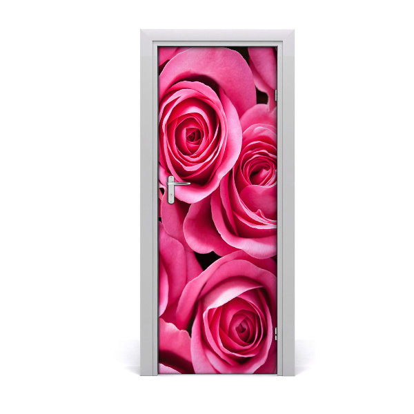 Sticker porte Roses roses