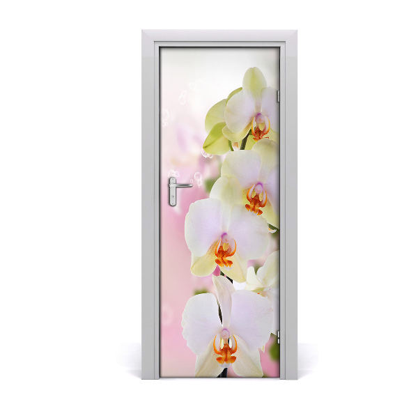 Autocollant porte Orchidée blanche