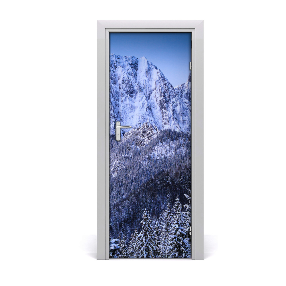 Sticker porte Forêt de montagne en hiver