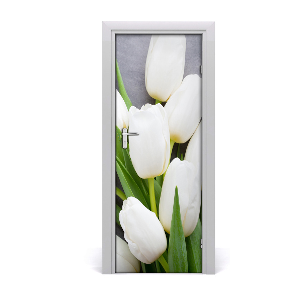 Décoration porte intérieur Tulipes blanches