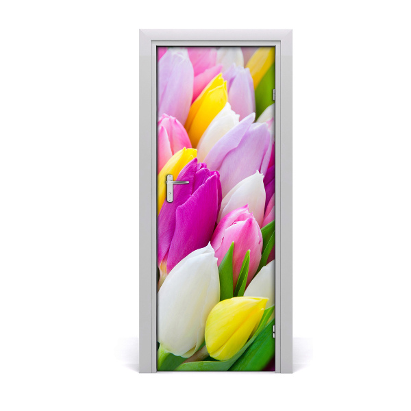 Sticker de porte Tulipes colorées