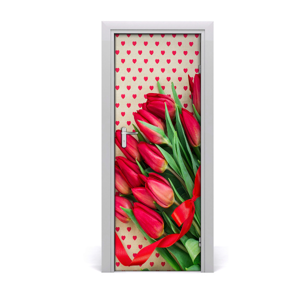 Papier peint porte Tulipes rouges