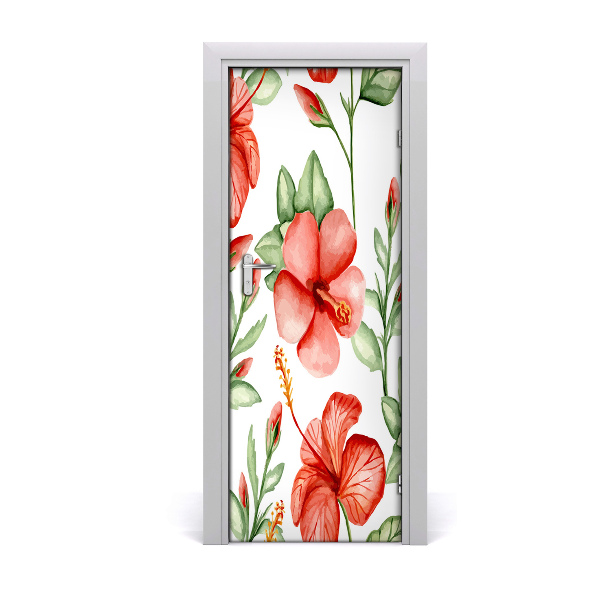 Autocollant porte Fleurs tropicales