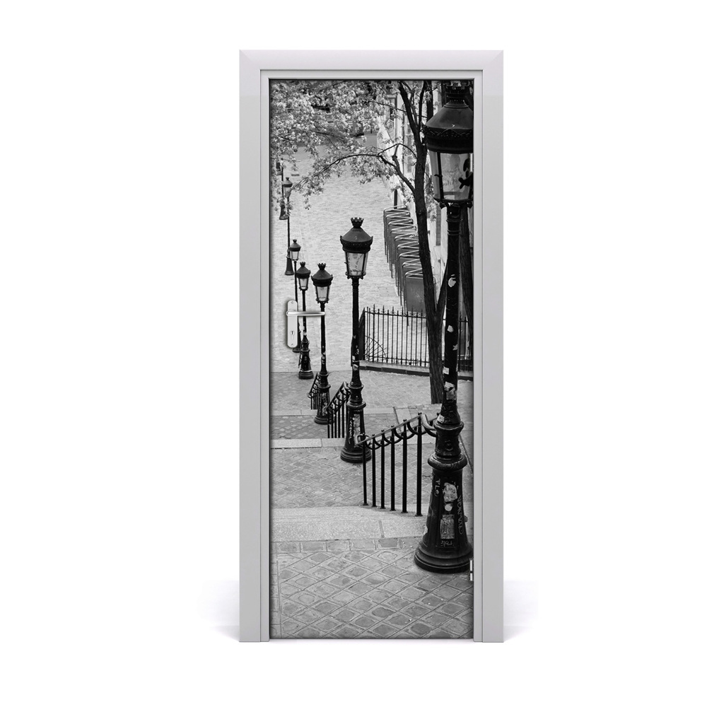 Poster porte Escaliers et lampadaires
