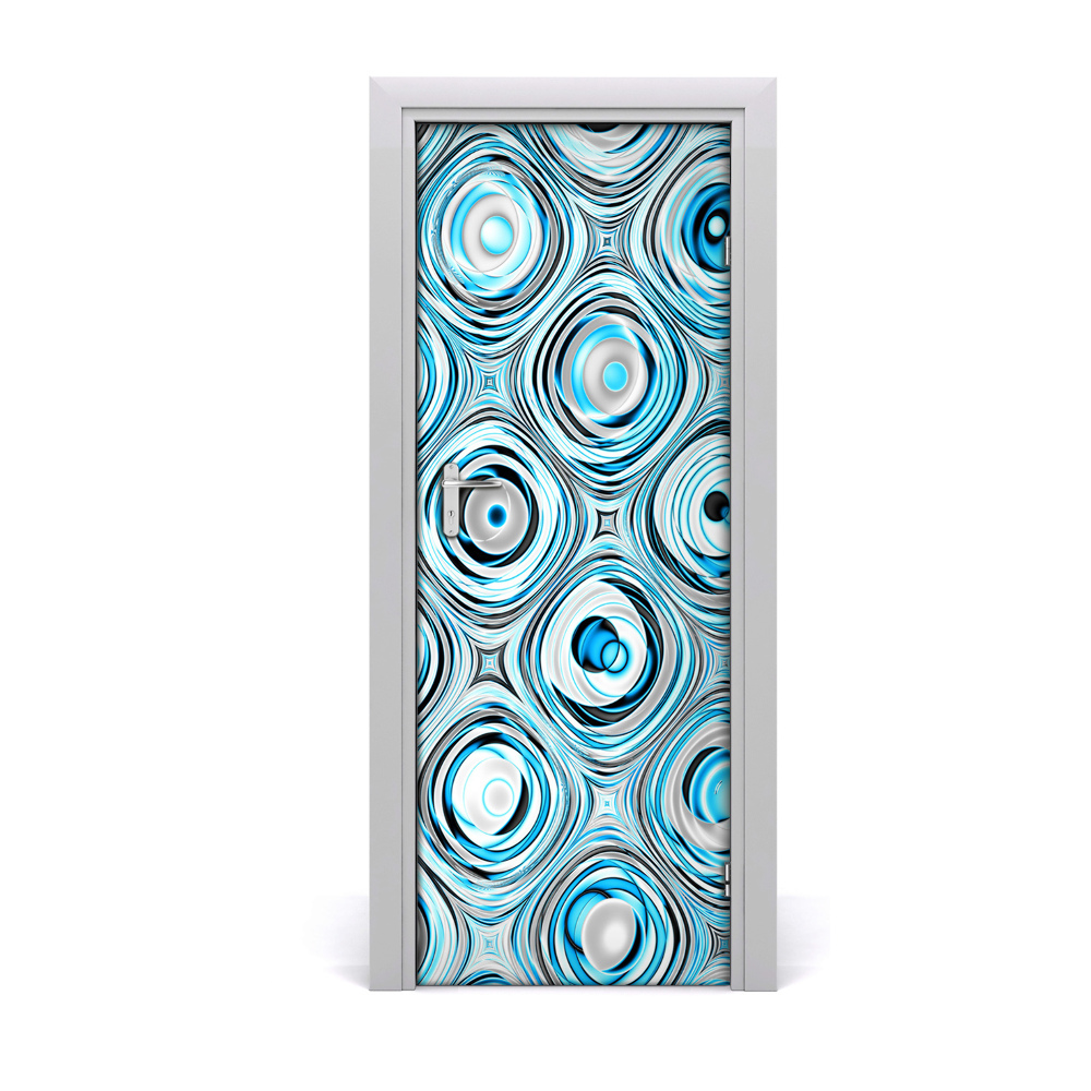 Autocollant porte Motifs bleus avec cercles