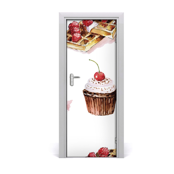 Décoration porte intérieur Gaufres et cupcakes