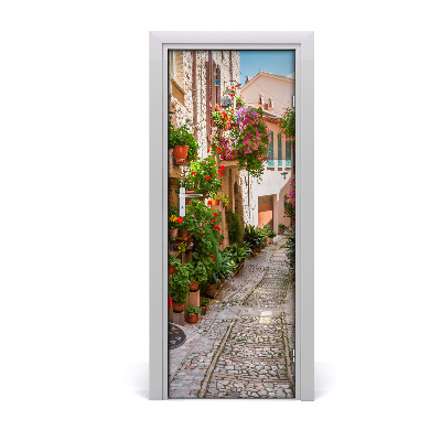 Poster porte Rues italiennes fleurs