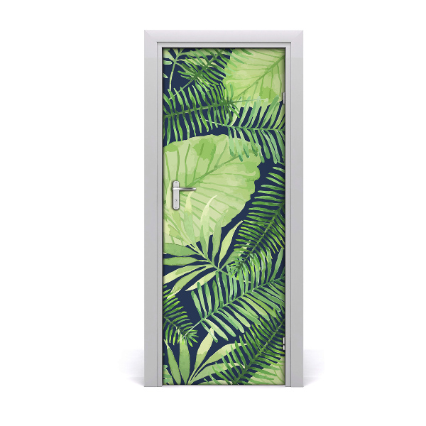 Sticker porte Feuilles tropicales