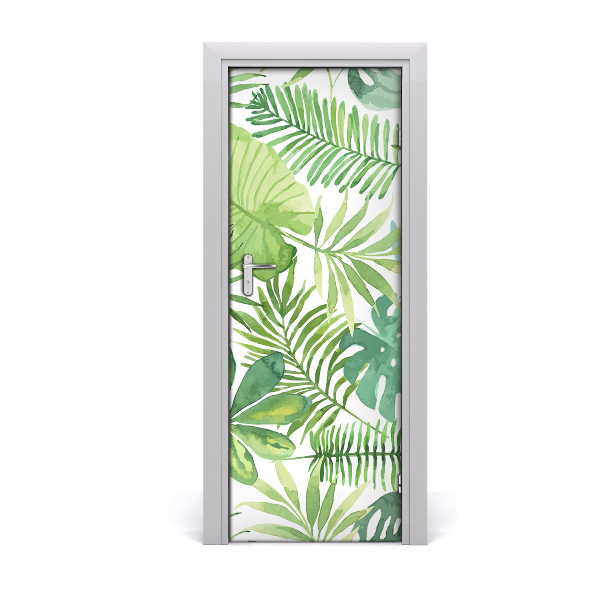 Autocollant porte Feuilles tropicales