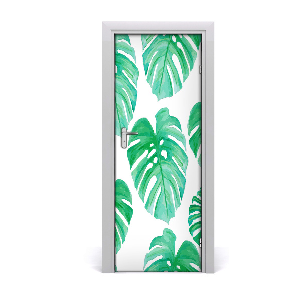 Papier peint porte Monstera feuilles tropicales