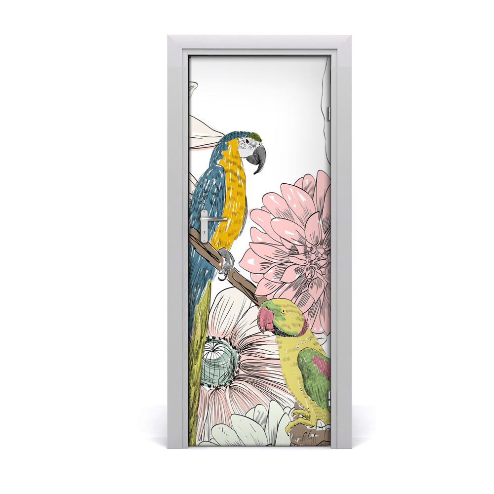 Décoration porte intérieur Fleurs de perroquets