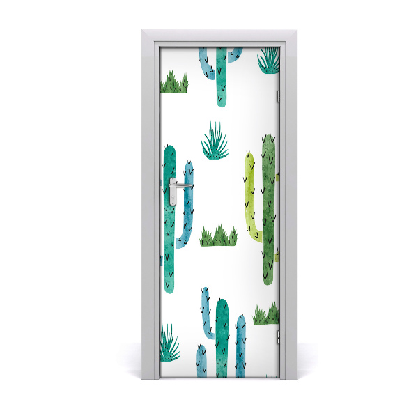 Autocollant porte Cactus vert