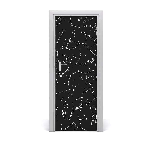 Autocollant porte Constellations sur fond noir