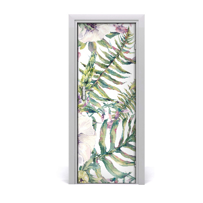 Décoration porte Feuilles et fleurs tropicales