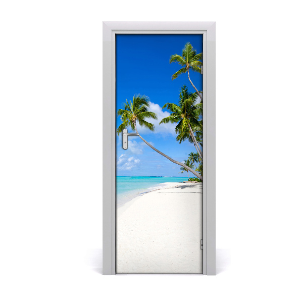 Sticker de porte Plage tropicale palmiers