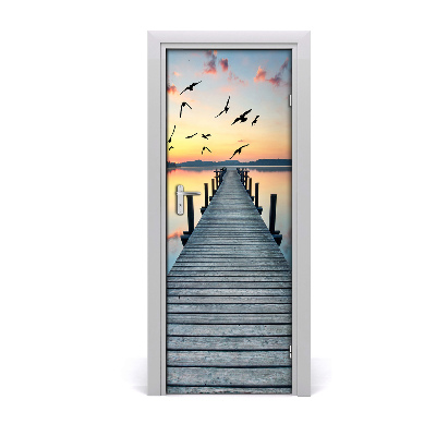 Poster porte Jetée lac oiseaux