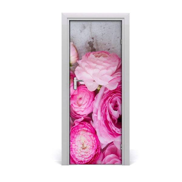 Sticker de porte Fleurs roses