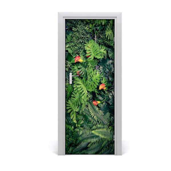 Autocollant porte Feuilles tropicales