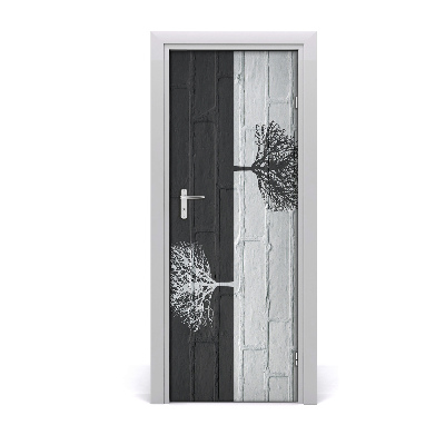 Décoration porte intérieur Arbres sur un mur