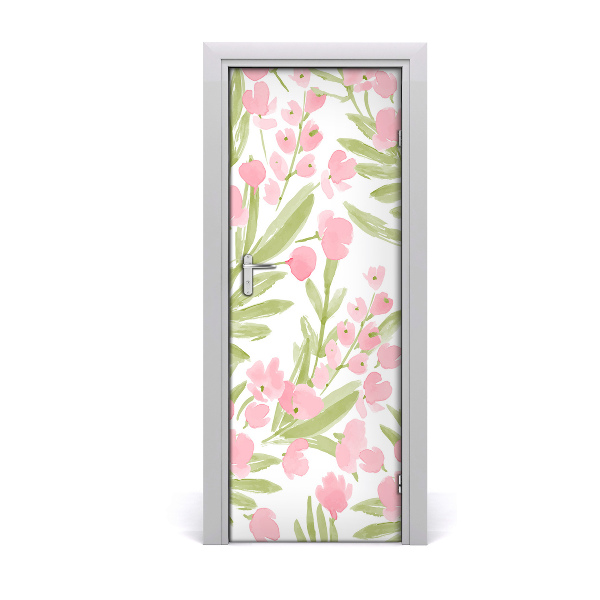 Autocollant porte Motif de fleurs roses