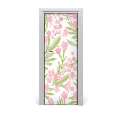 Autocollant porte Motif de fleurs roses