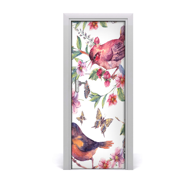 Poster porte Papillon fleurs