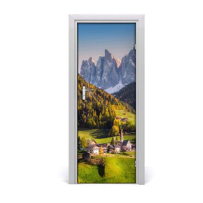 Décoration porte Montagnes ville vallée