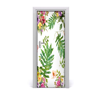 Décoration porte intérieur Fleurs tropicales colorées