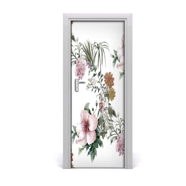 Sticker de porte Fleurs d'hibiscus tropicales