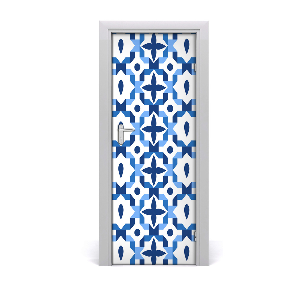 Poster porte Fond bleu géométrique