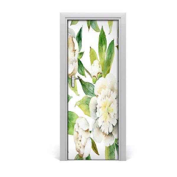 Sticker porte Pivoines blanches