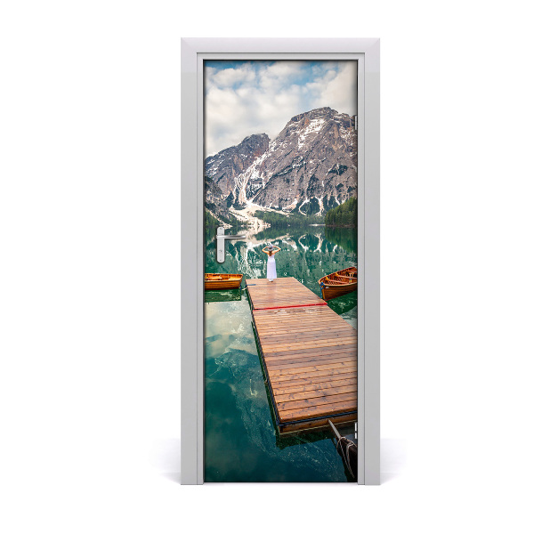 Poster porte Pont sur un lac de montagne