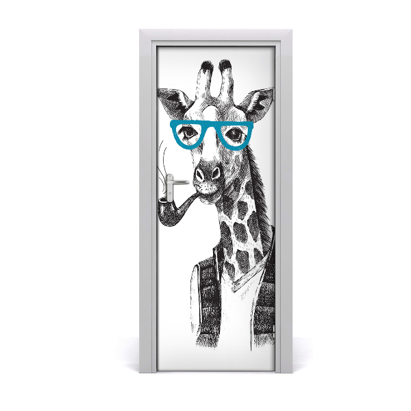 Sticker de porte Girafe en lunettes