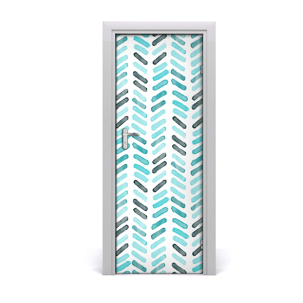 Sticker de porte Motif à chevrons bleu