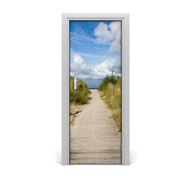 Décoration porte Chemin plage de nuages