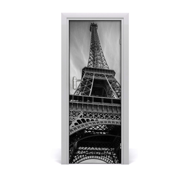 Sticker porte Tour Eiffel en noir et blanc