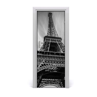 Sticker porte Tour Eiffel en noir et blanc