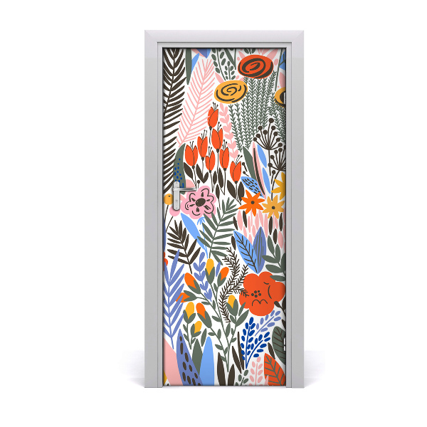 Sticker de porte Fleurs aquarelles tropicales