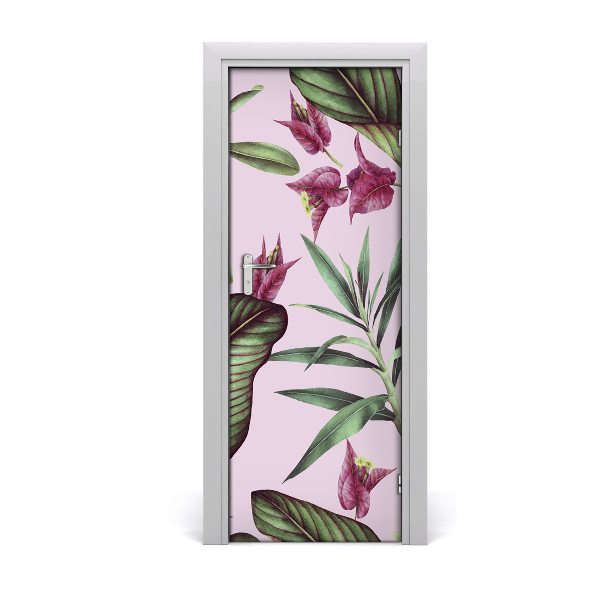 Poster porte Fleurs tropicales roses