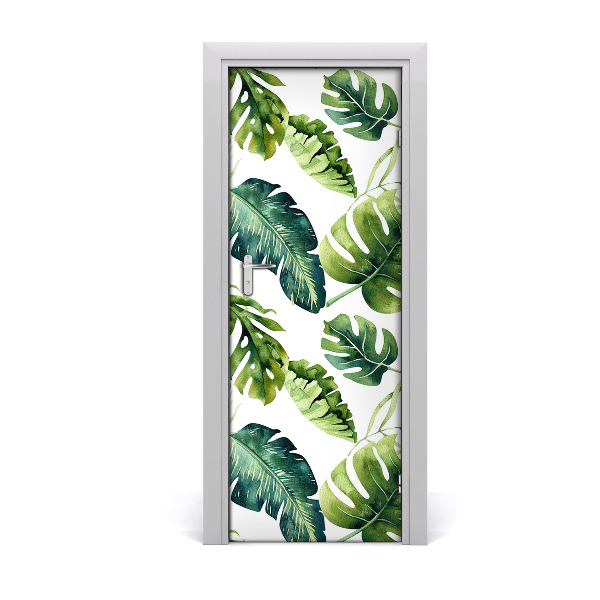 Autocollant porte Feuilles de monstera tropical bananier