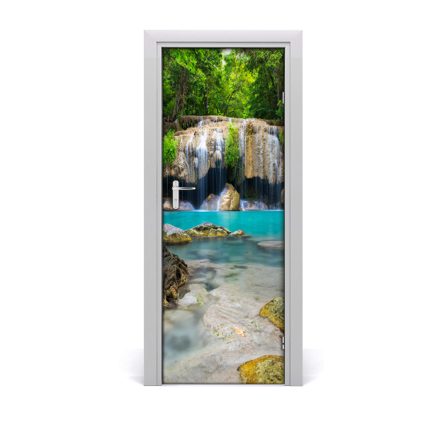 Sticker de porte Jungle, cascade, lac